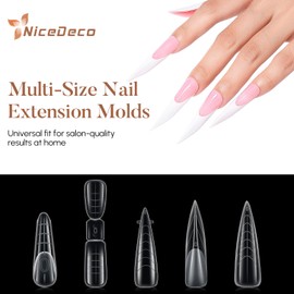Nicedeco Poly Extension Gel Dual Nail Forms, 120pcs Nail Molds for Builder Extension, 5 Style 12 Size Dual Forms for Gel Nail Tips Nail Art Design Salon DIY Kit 1
