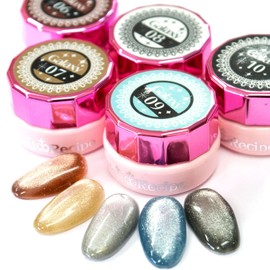 Nail Recipe Color Gel, Galaxy, Magnetic Gel, Cat Eye Gel, Lame Gel, Pearl Gel, Gel Nail, Nail Color Set, UV/LED, Soak Off Type, Self Nail Coloring (5 Color Set, B Pattern)