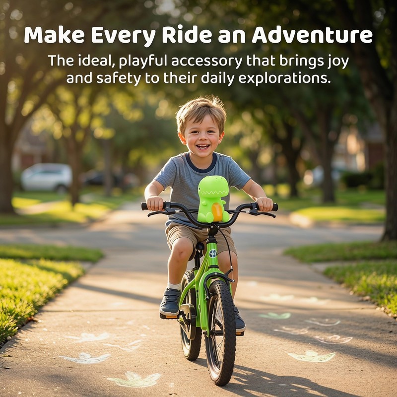 Dinosaur Bike Bell – Cute Bicycle Horn with Squeeze Bulb,