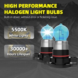 DMEPUGI Fog Lights Fit For Dodge Charger 2011-2014, Super Bright 5500K White Light High Performance 5202 Halogen Fog Light Bulbs, 2PCS