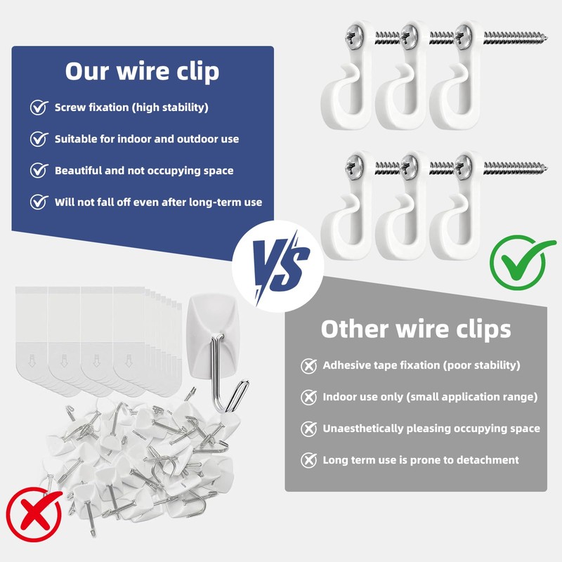Mostantu 30 Packs White Q Hanger Hooks for Outdoor String