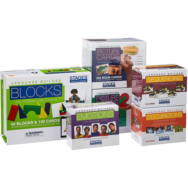 Stages Learning Materials Language Builder Picture Noun Flash Cards Photo Vocabulary Autism Learning Products, ABA Therapy 6 Boxes, 980 Cards, Blocks