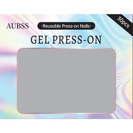 AUBSS Press On Nails Short, White French Tip with Semi-Transparent Pastel Light Pink Almond Fake Nails, Reusable Stick On Acrylic False Nails, 15 Sizes 30 Nail Kit