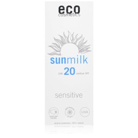 eco cosmetics eco sun lotion, sensitive, SPF 20+, waterproof, vegan, without micro-plastic, natural cosmetics for face and body 1 x 75 ml