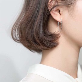 Chain Earrings for Women Gold Bar Earrings Silver Chain Dangle Earrings Huggie Hoop Earrings Minimalist Earrings Chain Tassel Earrings Christmas Gifts for Teen Girls(Silver A)