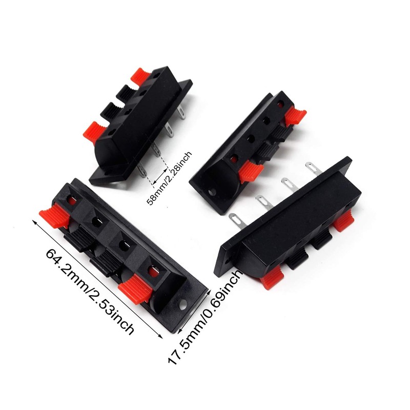 Honbay 4PCS 4 Pin Speaker Terminal Block 4 Position Amplifier