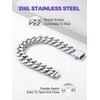 Richsteel Mens Bracelets Silver Chunky Bangle Cuban Link Bracelet For