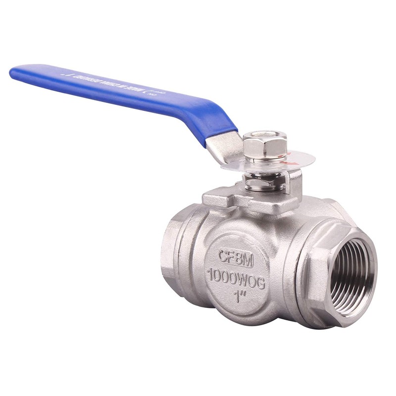DERNORD 3-Way Ball Valve, L Mounting Pad, Stainless Steel 304