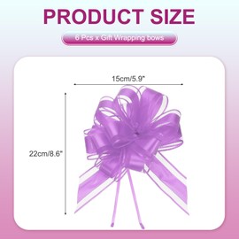 PATIKIL 6 Pcs Large Pull Bow Gift Wrapping, 9 Inch Ribbon Organza Light Purple Bows for Gift Wrapping Wedding Baskets Car
