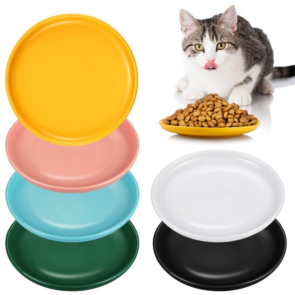 6 Pcs Ceramic Shallow Cat Food Dish 6 Inch Whisker