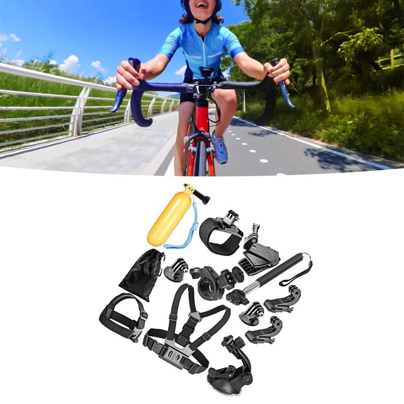 12PCS Action Camera Accessories Kit Adjustable Headband Floating Handle Assembly