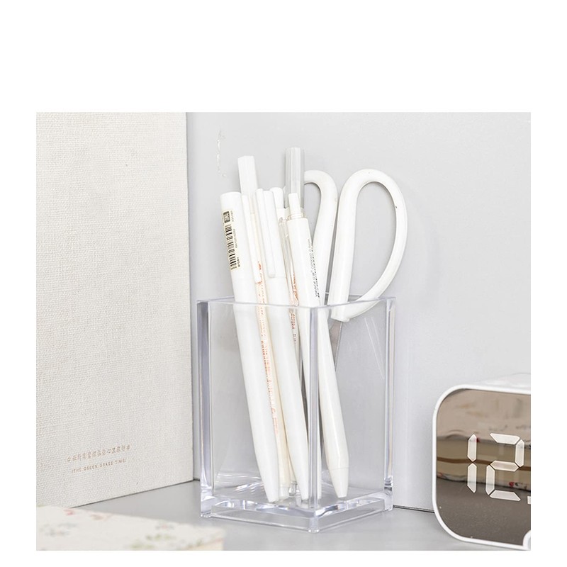 HSYMQ 2 Pack Clear Acrylic Pencil Pen Holder Cup, Makeup