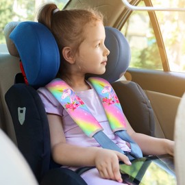 MHJY Seat Belt Pads for Kids Seatbelt Strap Cover 2 Packs Unicorn Car Seat Belt Covers Soft Comfortable Harness Pad for Toddlers Girls Boys Children, Rainbow