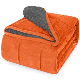 yescool Weighted Blanket for Adults (15 lbs, 60" x 80", Orange) Heavy Blanket for Sleeping Perfect for 140-160 lbs, Queen Size Breathable Blanket with Premium Glass Bead, Machine Washable