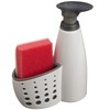 Casabella Sink Sider Kitchen Soap Pump and Sponge Caddy, White/Gray