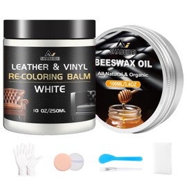SHABEIBEI Leather Repair Kit Recoloring Balm Cleaner Conditioner Waterproof Beeswax Oil for Car Seat Furniture Couch Shoe Leather Vinyl(White)