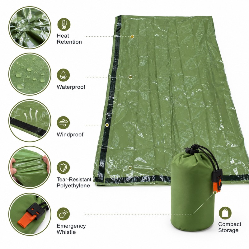 Emergency Sleeping Bag for Camping – Waterproof Thermal Mylar Sack