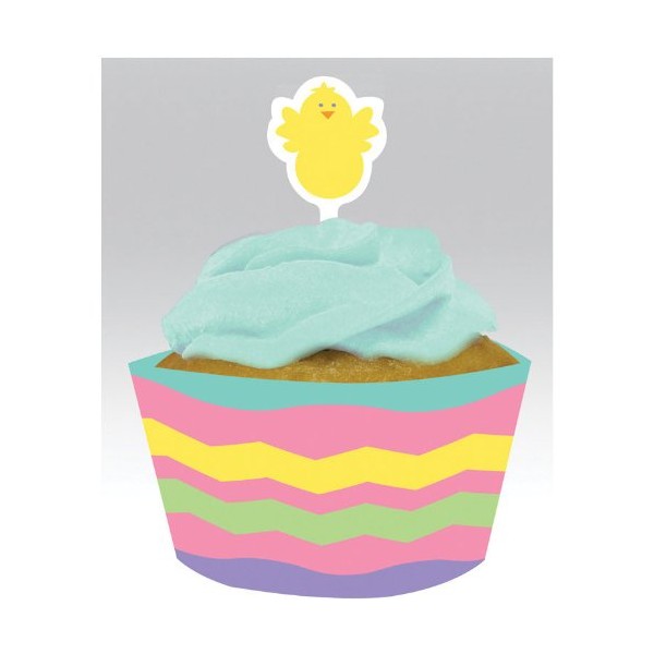 Easter Chick Cupcake Wrapper w/Picks 12 Per Pack