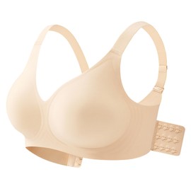 Yadalky Women's Comfy Wireless Bras, Versatile Everyday Bralette Seamless T-Shirt Bra Full Coverage Sports Bra No Underwire (Nude, XL)