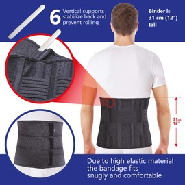 TOROS-GROUP MANUFACTURE Kidney Belt with 6 Ribs / Height 31 cm - Size XL - Black 106-115 cm