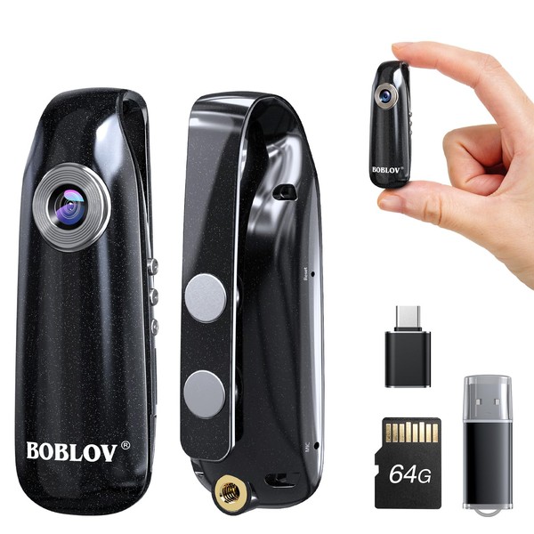 BOBLOV Mini Body Camera with Video: 64GB 007 Pocket Tiny