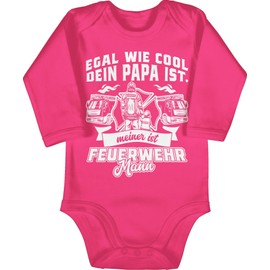 Shirtracer - Baby Bodysuit Long Sleeve Girl Boy – No matter how cool your dad is meiner ist Feuerwehr Mann, 1 Fuchsia