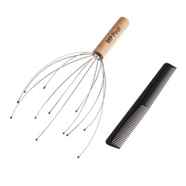MP Pirol Head Massager with Lightweight Wooden Handle and 12 Fingers, Comes with Shatterproof Comb for Relaxation
