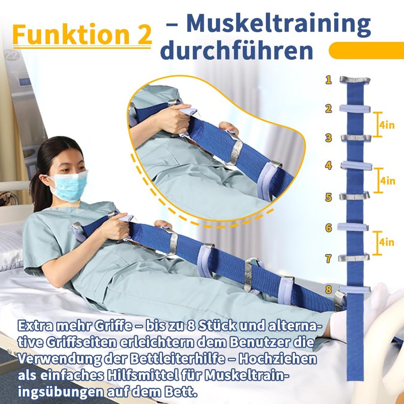 Ehucon Pull Up Bed Ladder Aid with Handle, Adjustable Rope