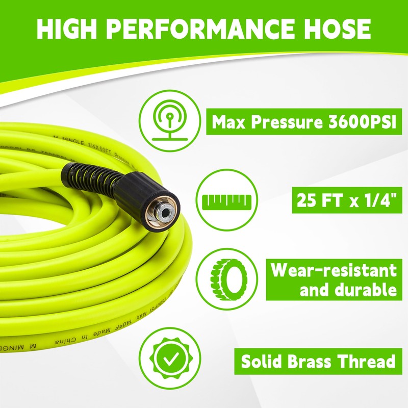 M MINGLE Pressure Washer Hose and Gun Kit, 25 FT