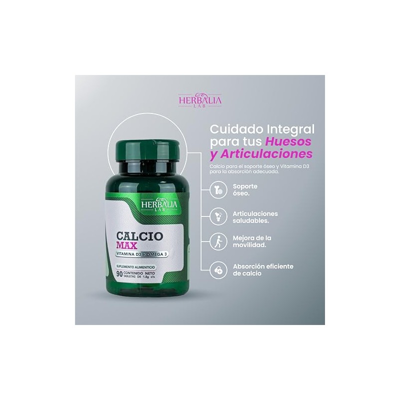 Calcio Max 600 Triple Fuerza con Vitamina D3 y Omega
