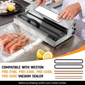 Vacuum Sealer Replacement Parts for Weston PRO-2100, PRO-2300,PRO-2200,PRO-3500 Vacuum Sealer Pro Series, Food Sealer Gasket Includes 2Pcs Oval Vacuum Chamber Seals and 4Pcs Seal Bar Tapes