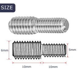 Hezhou Pack of 10 M5 x 10 mm to M6 x 10 mm Double End Threaded Bolts Screw Bolts Stainless Steel 304 Bolt Screws Screw Rod Double Head Bolts Screw Rods (M5 to M6)
