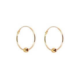 9ct Yellow Gold Hoop Earrings with 3mm Bead