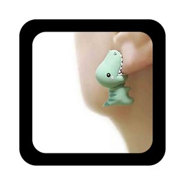 Enautoabs Cute Cartoon Animal Earrings Funny Animal Bite Earrings 3D Clay Stud Earrings Dinosaur Shark Dog Hippo Whale Crocodile Earrings Jewelry For Women(Green Hippo)