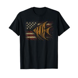 American Flag Fish Fisher Fisherman Funny Bass Fishing USA T-Shirt