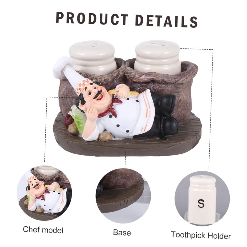 WOONEKY 1pc European Style Resin Chef Figurine Toothpick Holder Cute
