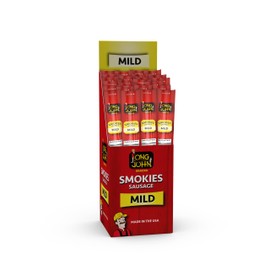 Long John Snacks Smokies Sausage - Smoked & Seasoned Juicy Meat Sticks Made Of Real Lean Beef & Pork - Protein-Rich Treats - Individually Packaged Snacks, Sealed Fresh, Zero Fillers - 1oz, 24-Pack (Mild)