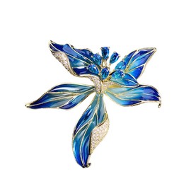 LuvQaze Blue Lily Brooch for Women Zirconia Lily Brooch Flower Pin Birthday Holiday for Wife Girlfriend Mother