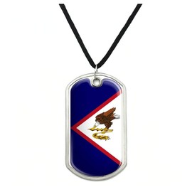 GRAPHICS & MORE American Samoa US Territory Flag Military Dog Tag Pendant Necklace with Cord