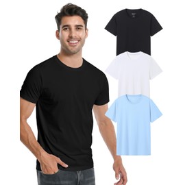 Pioneer Camp Mens Bamboo Viscose T Shirt Ultra Soft White Plain Tshirts for Men Cooling Crew Neck Casual Basic Tee Shirt