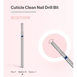 MelodySusie 2mm Barrel Shape Cuticle Clean Nail Drill Bit 3/32'', Professional Safety Carbide Diamond Under Nail Cleaner for Cuticle Dead Skin Nail Prepare, Beginners Bits, Series Bit-S, Medium