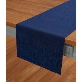 Solino Home Linen Table Runner 120 Inches Long – 100% Pure Linen Royal Blue Table Runner 14 x 120 Inch – Machine Washable Christmas Table Runner – Athena