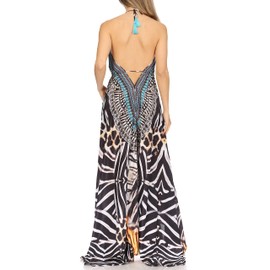 Sakkas 1817 - Lizi Womens Maxi High-Low Halter Handkerchief Long Dress Beach Party - ZBK229-Black - OS