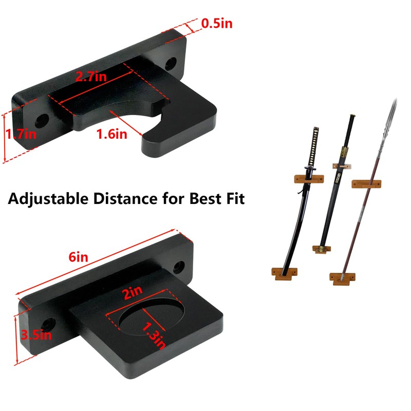 iLIZBay Vertical Katana Wall Mount Holder, Adjustable Samurai Sword Wall
