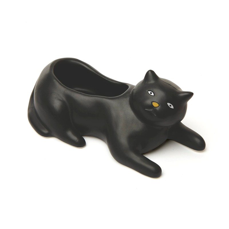 Kikkerland Cosmo The Black Cat Porcelain Planter, for Succulents, Herbs,