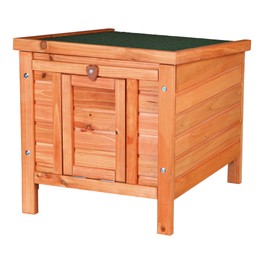 TRIXIE natura XS Small Animal House - Outdoor/Indoor Rabbit Hideout with Hinged Roof & Raised Floor - Solid Wood House with Entry Ramp, Weather-Resistant Home for Bunnies & Guinea Pigs - Brown