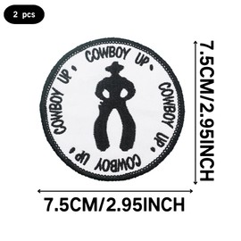 2 Pcs Cowboy UP Embroidered Appliques Patch with Hook and Loop Fastener Backing- Punk Style Tactical Crochet Badge Suitable for Vests,Jackets, Backpacks,and Clothing