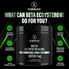Beta Ecdysterone 1200mg - 120 Capsules 2 Months Supply | 98% Maximum Purity Ecdysterone for Lean Muscle Growth, Strength & Performance (Tested by Eurofins USA)
