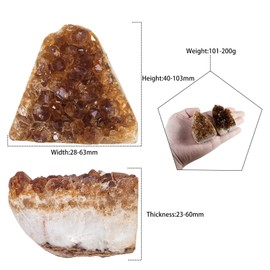 mookaitedecor 101-200g Natural Citrine Crystal Cluster Citrine Stone Ornament Self-Standing Yellow Quartz Stone Feng Shui Ornament, Raw Healing Crystal Gift Rocks and Minerals Specimen