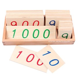 Adena Montessori Large Wooden Number Cards with Box (1-1000)